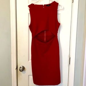 Dark Red Midriff Cutout Bodycon Dress